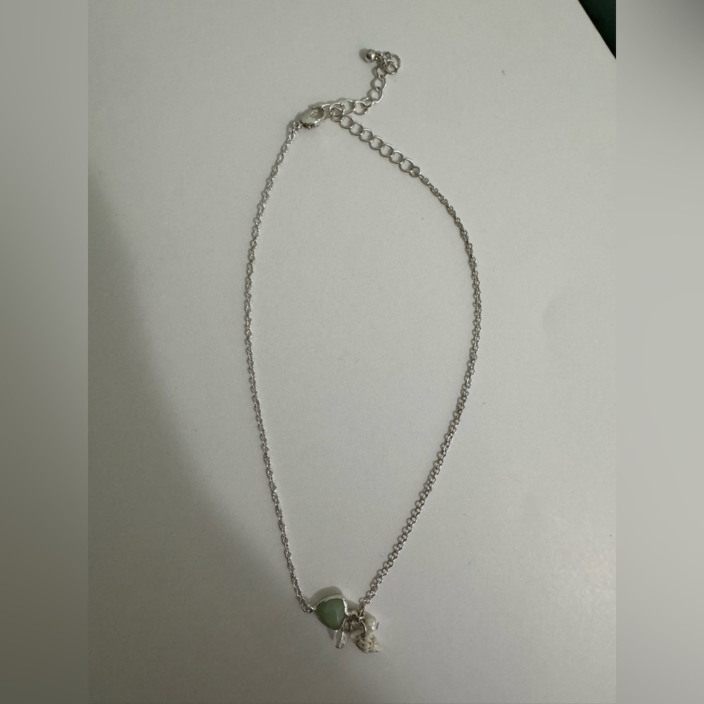 Silver Chain Necklace with Sea glass and shell Charms